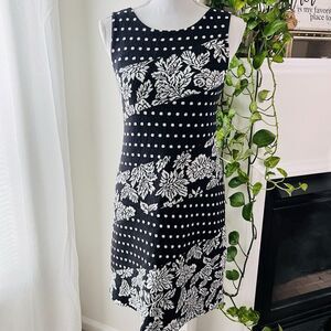 Maeve by Anthropologie - Black, White Floral Sleeveless Midi Dress. Size XS. EUC